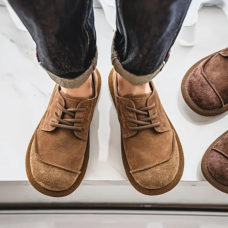 Men's Lace-Up Oxford Shoes with Round Toe and Chunky Sole