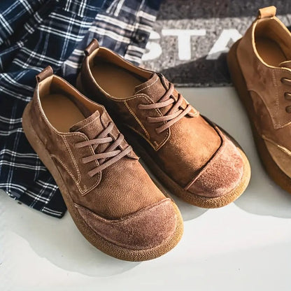 Men's Lace-Up Oxford Shoes with Round Toe and Chunky Sole