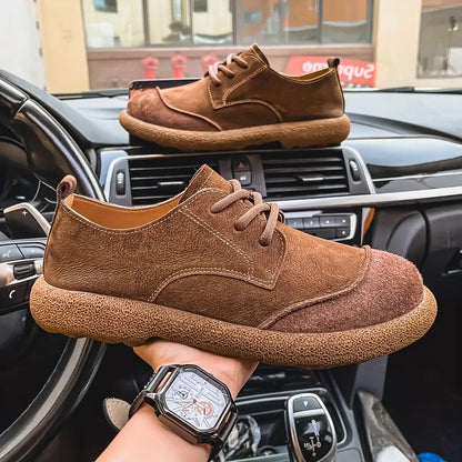 Men's Lace-Up Oxford Shoes with Round Toe and Chunky Sole