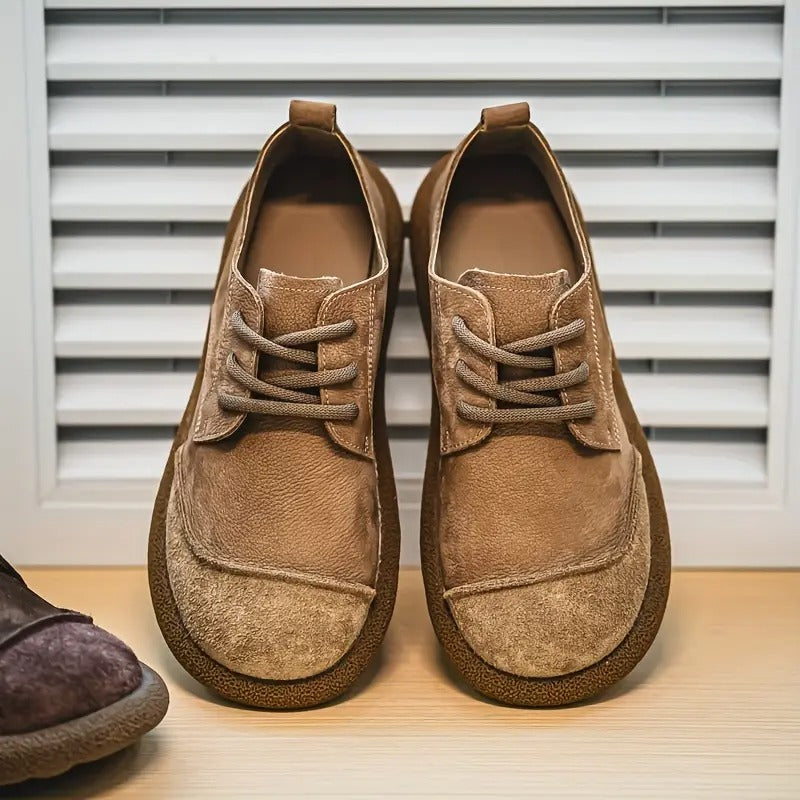 Men's Lace-Up Oxford Shoes with Round Toe and Chunky Sole