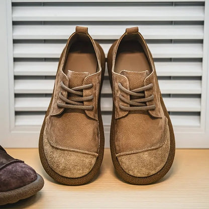 Men's Lace-Up Oxford Shoes with Round Toe and Chunky Sole