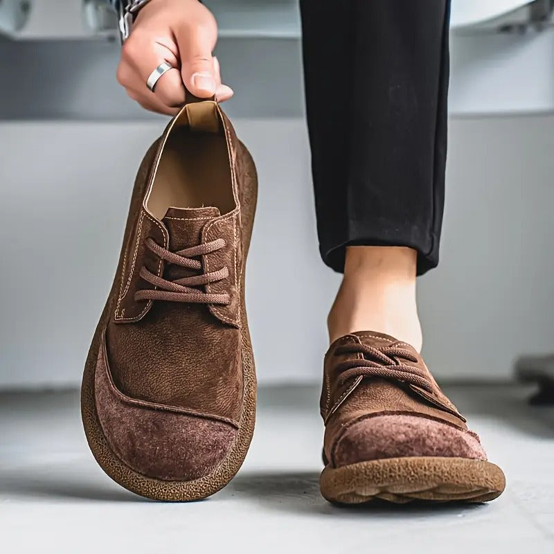 Men's Lace-Up Oxford Shoes with Round Toe and Chunky Sole