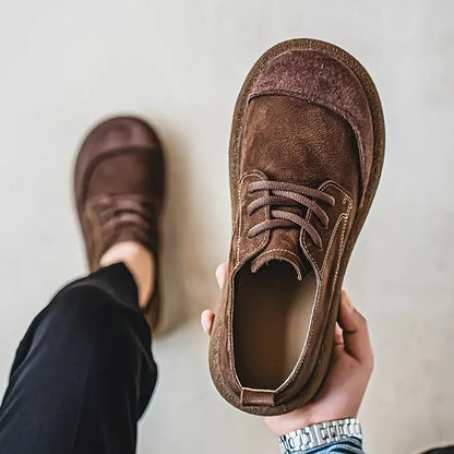Men's Lace-Up Oxford Shoes with Round Toe and Chunky Sole