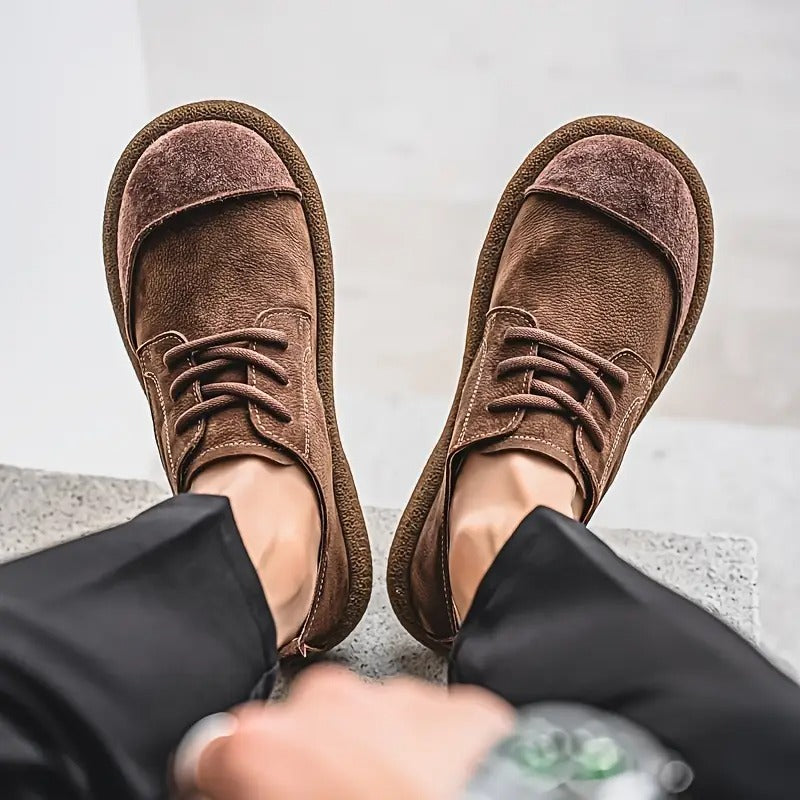 Men's Lace-Up Oxford Shoes with Round Toe and Chunky Sole