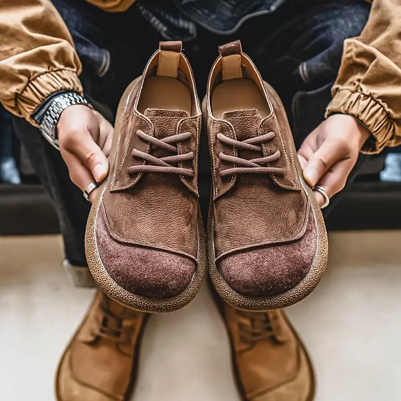 Men's Lace-Up Oxford Shoes with Round Toe and Chunky Sole