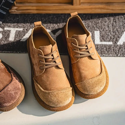 Men's Lace-Up Oxford Shoes with Round Toe and Chunky Sole