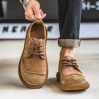 Men's Lace-Up Oxford Shoes with Round Toe and Chunky Sole