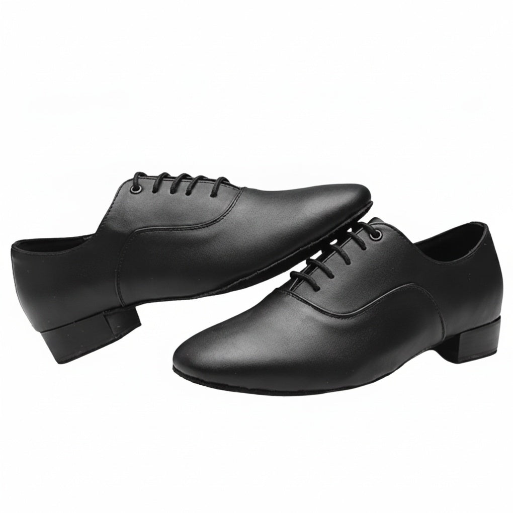 Men's Latin Dance Shoes with Lace-Up Closure and Low Block Heel