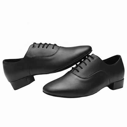 Men's Latin Dance Shoes with Lace-Up Closure and Low Block Heel
