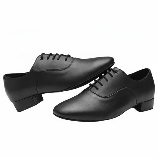 Men's Latin Dance Shoes with Lace-Up Closure and Low Block Heel