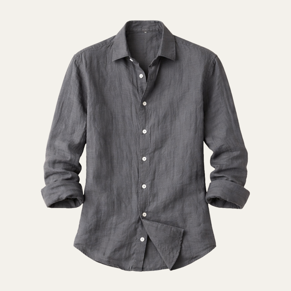 Men's Long Sleeve Button-Down Shirt with Spread Collar and Relaxed Fit
