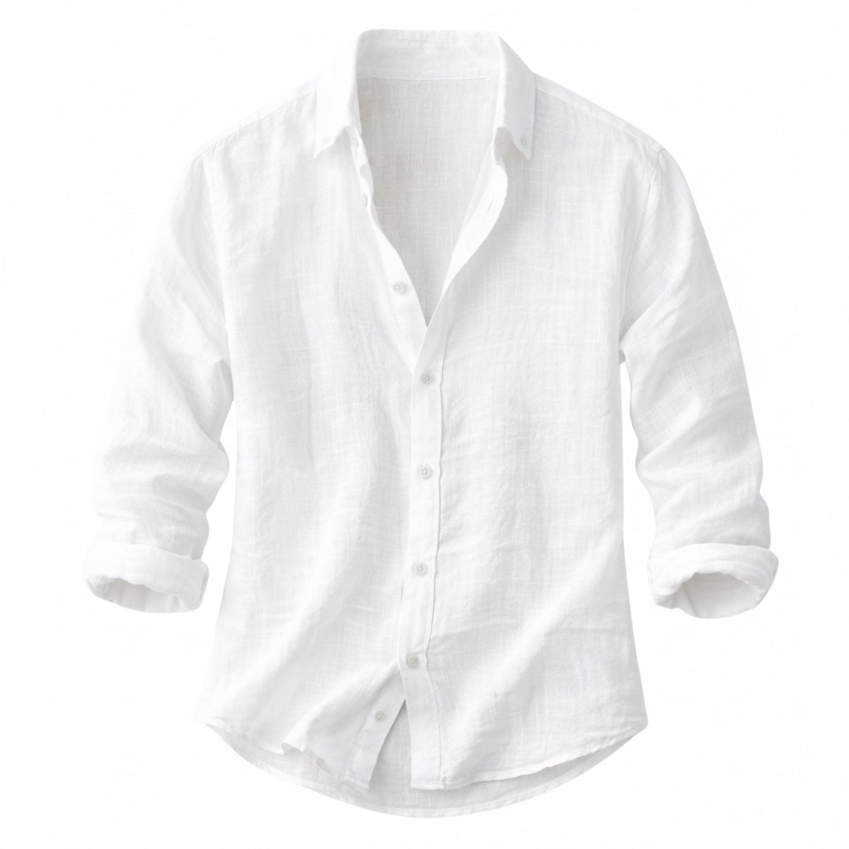 Men's Long Sleeve Button-Up Shirt with Spread Collar and Relaxed Fit