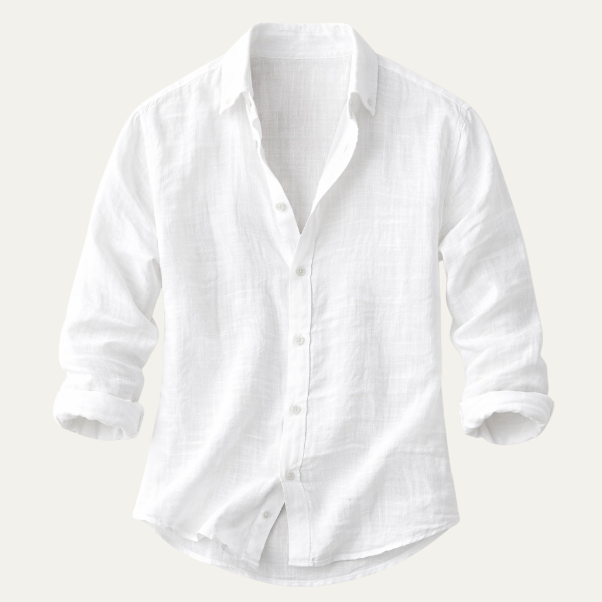 Men's Long Sleeve Button-Up Shirt with Spread Collar and Relaxed Fit
