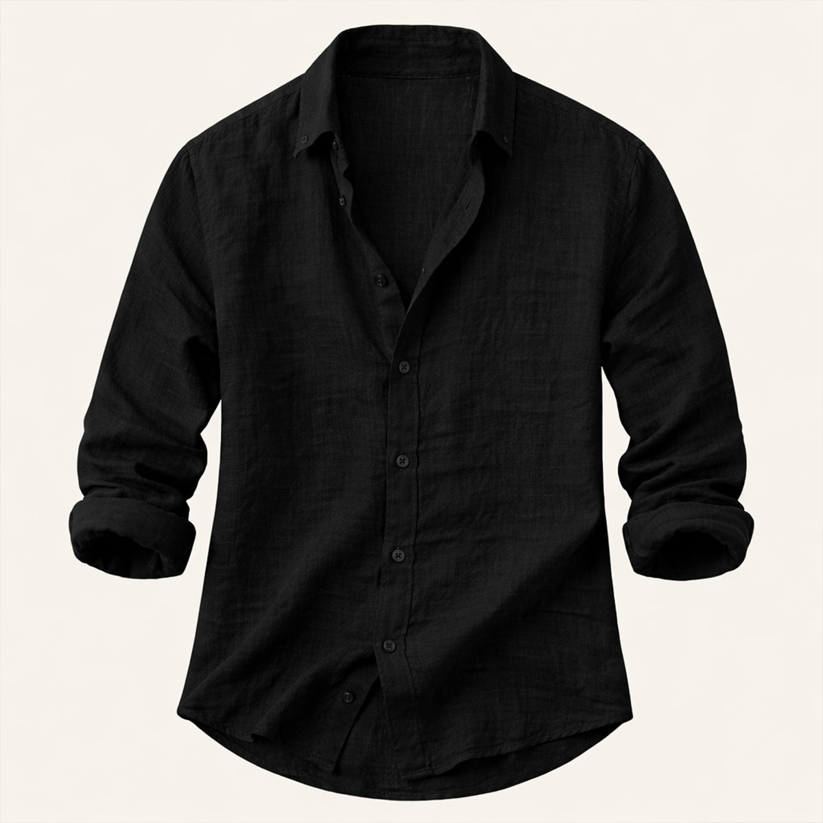 Men's Long Sleeve Button-Up Shirt with Spread Collar and Relaxed Fit