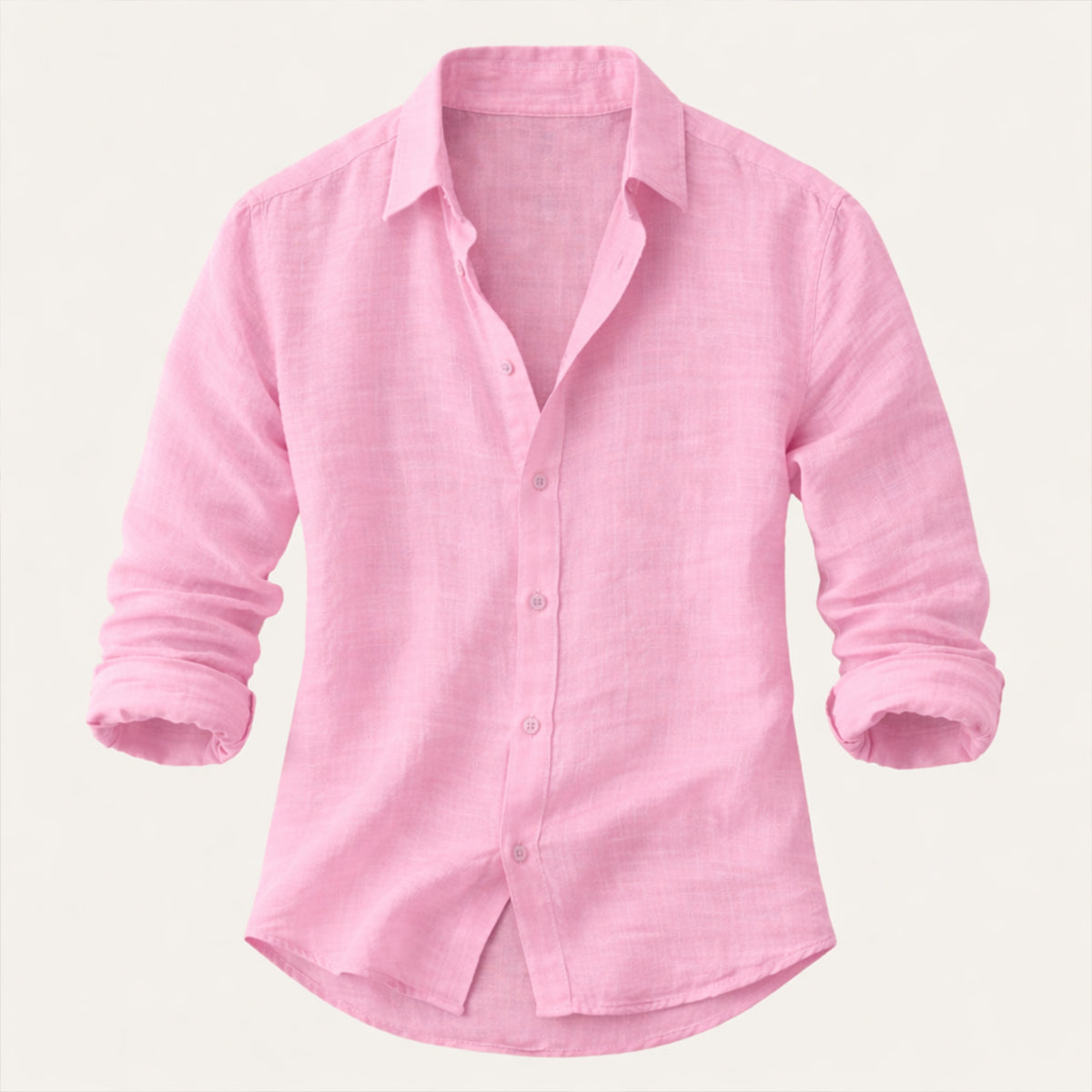 Men's Long Sleeve Button-Up Shirt with Spread Collar and Relaxed Fit