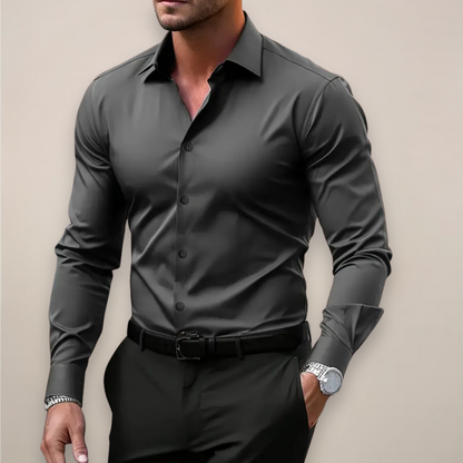 Men's Long Sleeve Dress Shirt Slim Fit with Spread Collar