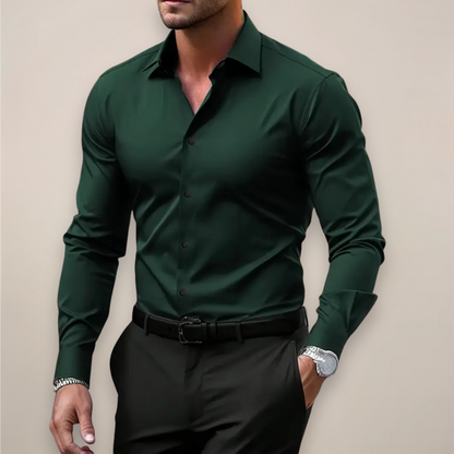 Men's Long Sleeve Dress Shirt Slim Fit with Spread Collar