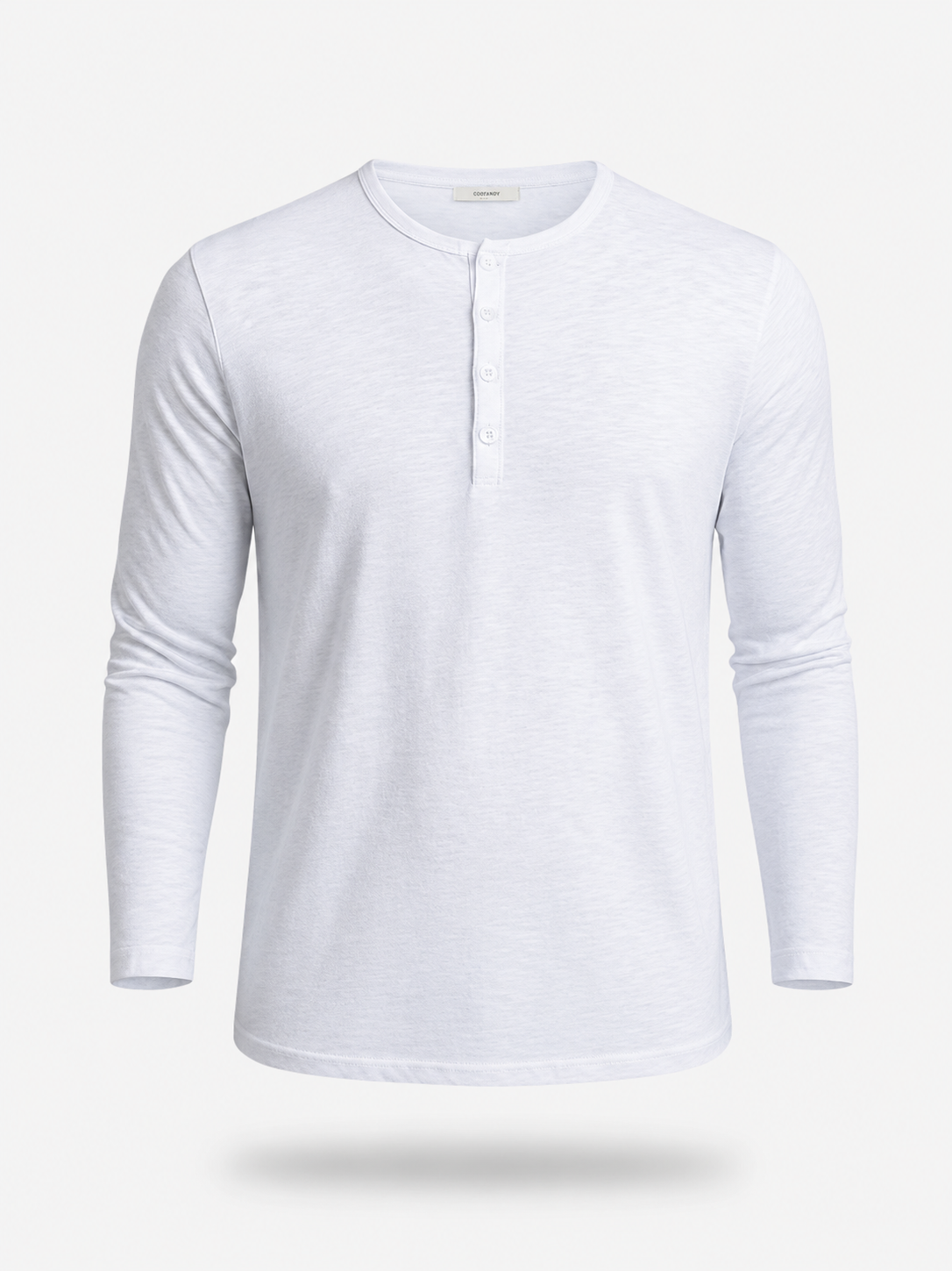 Men's Long Sleeve Henley Shirt with Button Placket and Slim Fit
