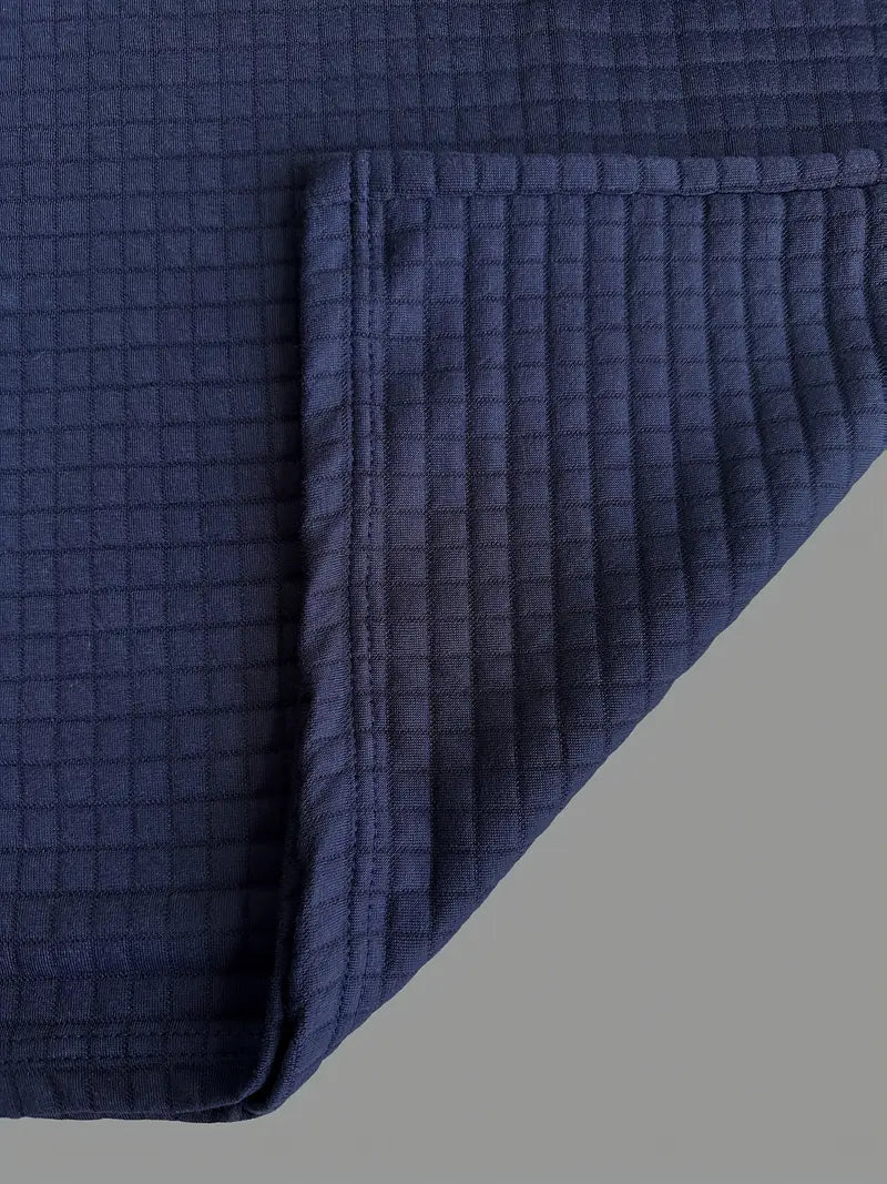 Men's Long Sleeve Polo Shirt with Waffle Texture and Sleeve Zip Pocket