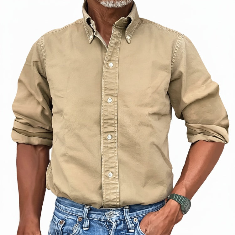 Men's Long Sleeve Shirt with Button-Down Collar