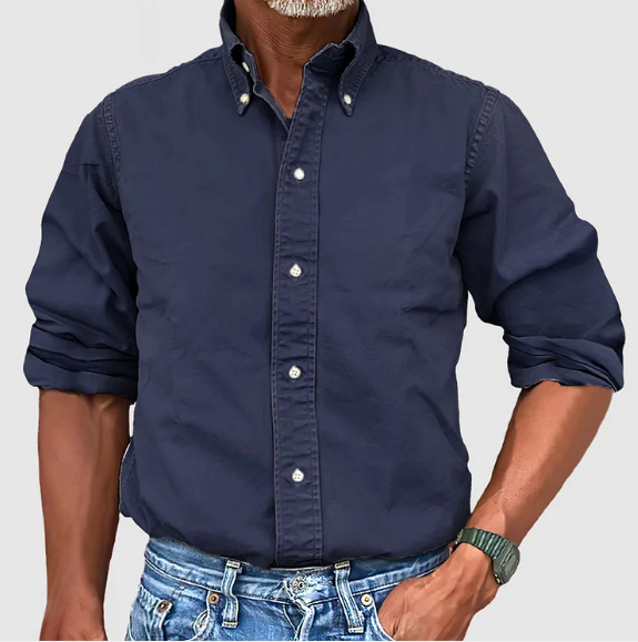 Men's Long Sleeve Shirt with Button-Down Collar
