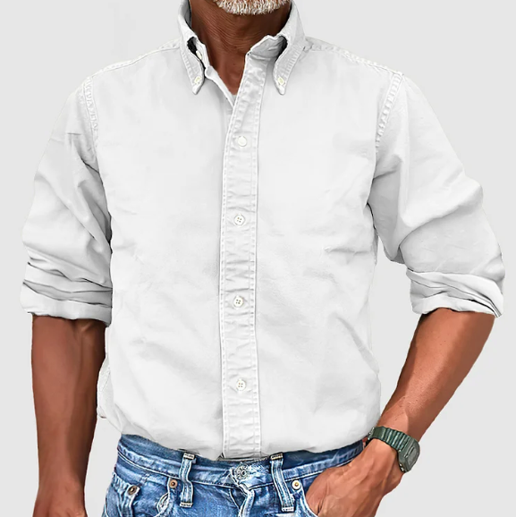 Men's Long Sleeve Shirt with Button-Down Collar