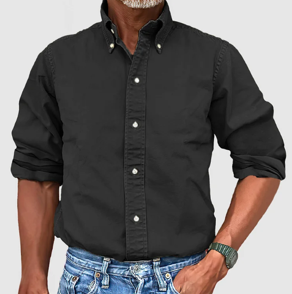 Men's Long Sleeve Shirt with Button-Down Collar