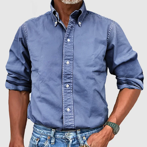 Men's Long Sleeve Shirt with Button-Down Collar