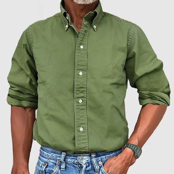 Men's Long Sleeve Shirt with Button-Down Collar
