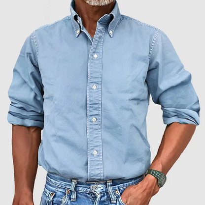 Men's Long Sleeve Shirt with Button-Down Collar