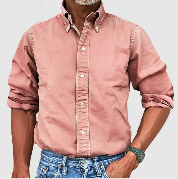 Men's Long Sleeve Shirt with Button-Down Collar