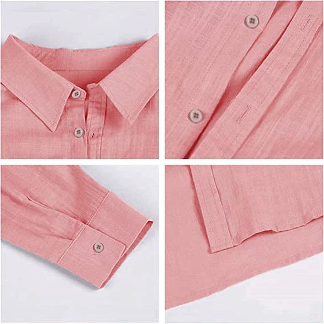 Men's Long Sleeve Shirt with Button-Down Collar and Regular Fit