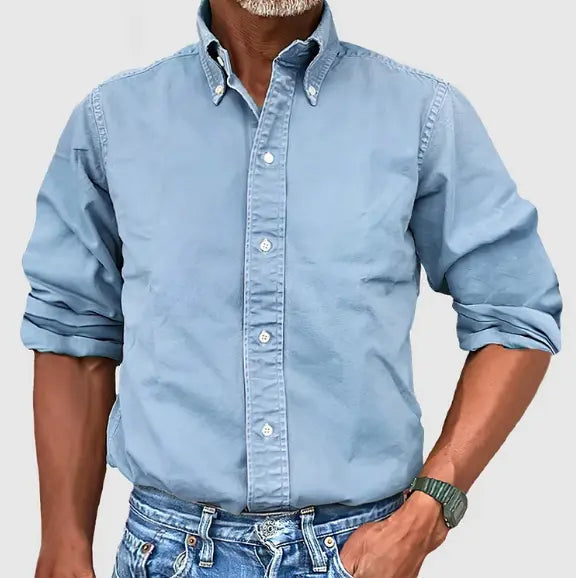 Men's Long Sleeve Shirt with Button-Down Collar Regular Fit