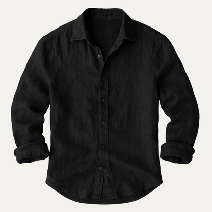 Men's Long Sleeve Shirt with Button-Down Front and Spread Collar