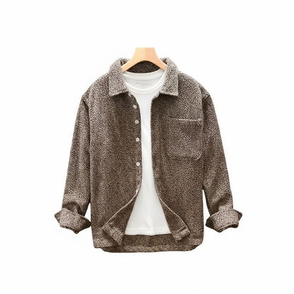 Men's Long Sleeve Shirt with Button Front, Spread Collar and Chest Pocket