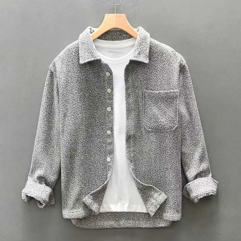 Men's Long Sleeve Shirt with Button Front, Spread Collar and Chest Pocket
