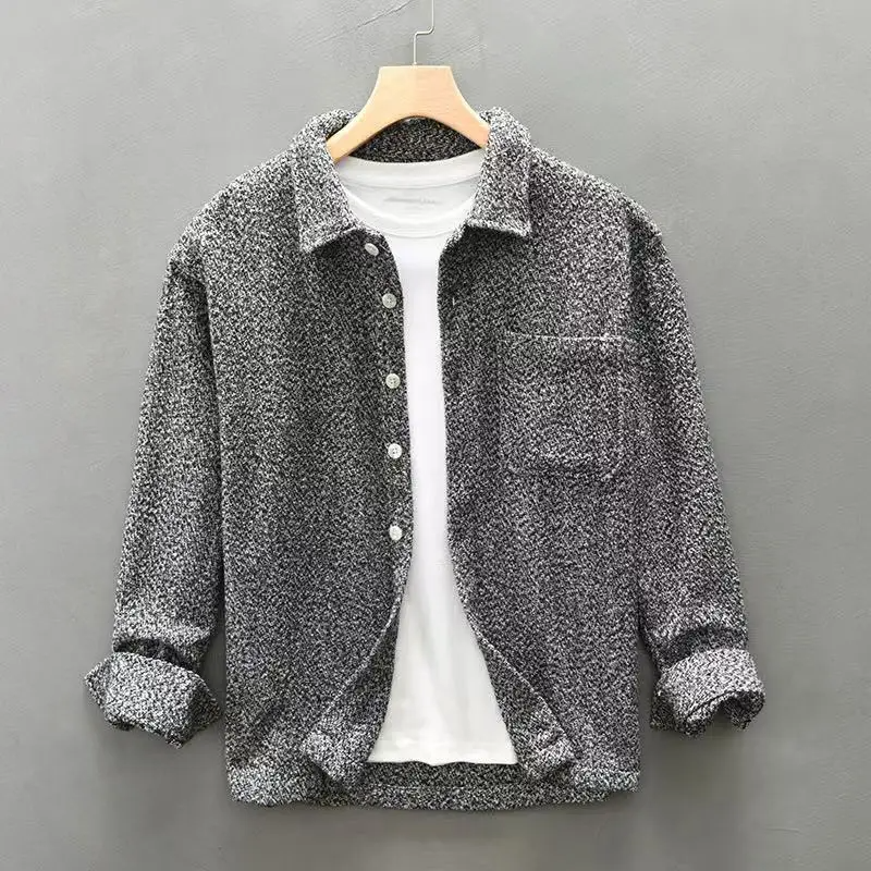 Men's Long Sleeve Shirt with Button Front, Spread Collar and Chest Pocket