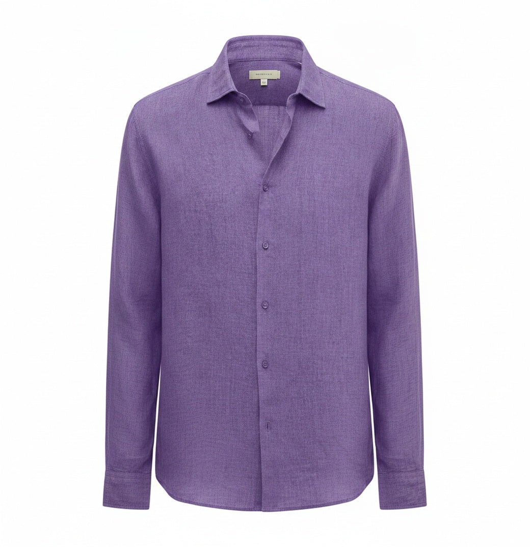 Men's Long Sleeve Shirt with Classic Collar and Button Closure