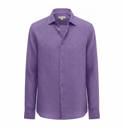 Men's Long Sleeve Shirt with Classic Collar and Button Closure