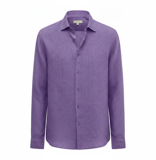 Men's Long Sleeve Shirt with Classic Collar and Button Closure