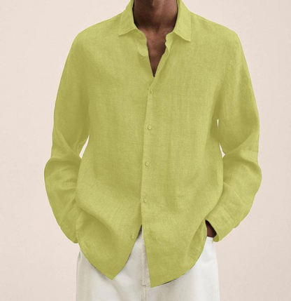 Men's Long Sleeve Shirt with Classic Collar and Button Closure