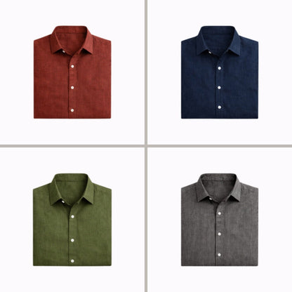 Men's Long Sleeve Shirt with Spread Collar and Button Closure