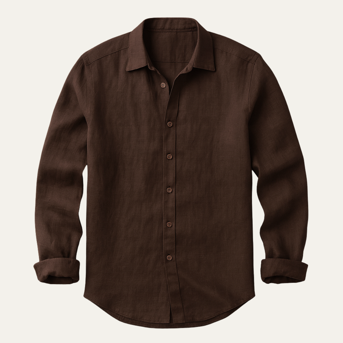 Men's Long Sleeve Shirt with Spread Collar and Button-Down Front
