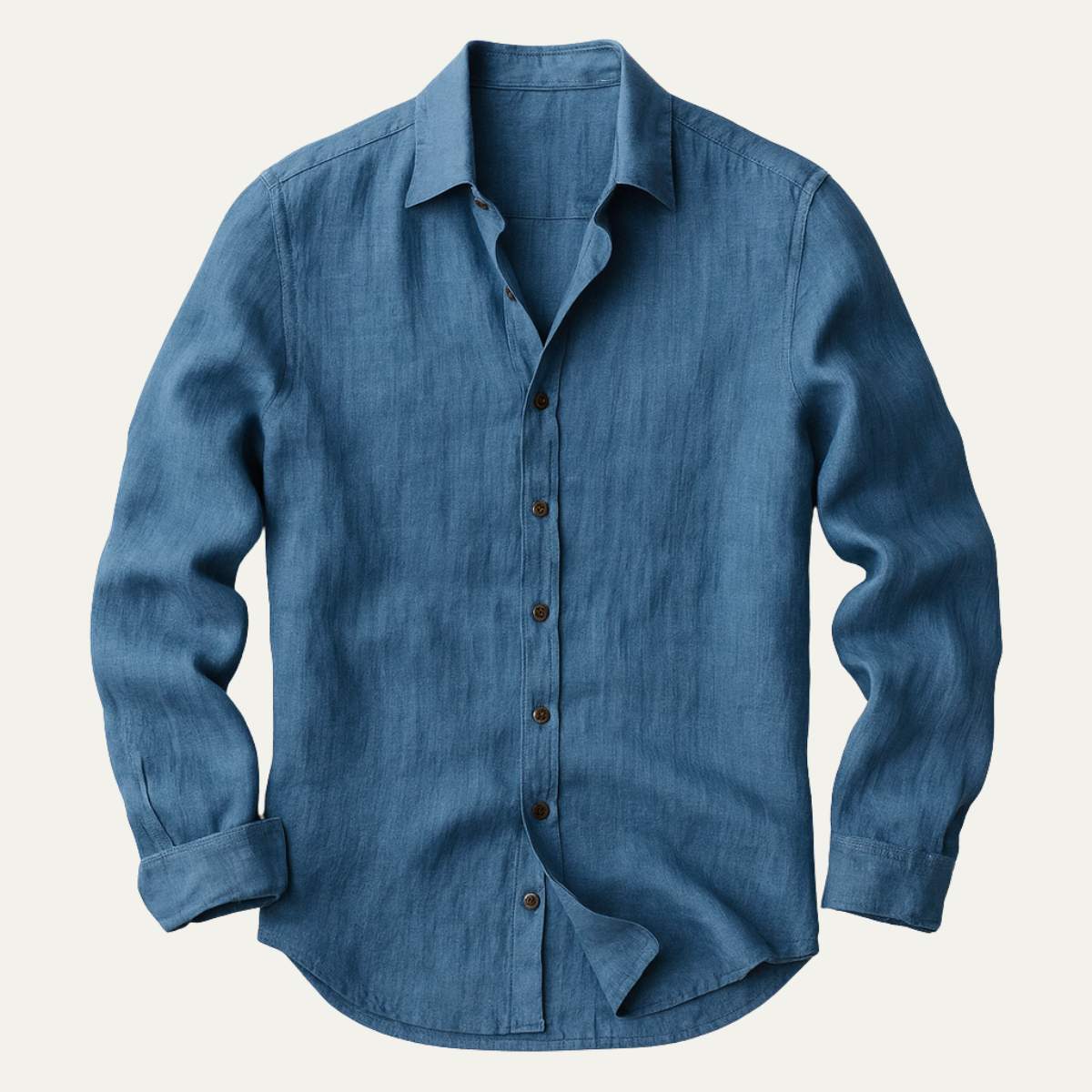Men's Long Sleeve Shirt with Spread Collar and Button-Down Front