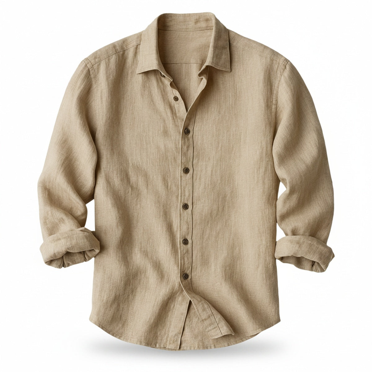 Men's Long Sleeve Shirt with Spread Collar and Button Front