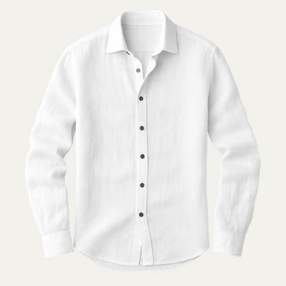Men's Long Sleeve Shirt with Spread Collar and Button Front