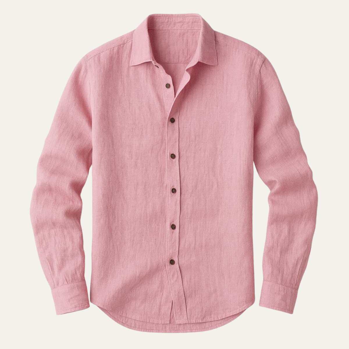 Men's Long Sleeve Shirt with Spread Collar and Button Front