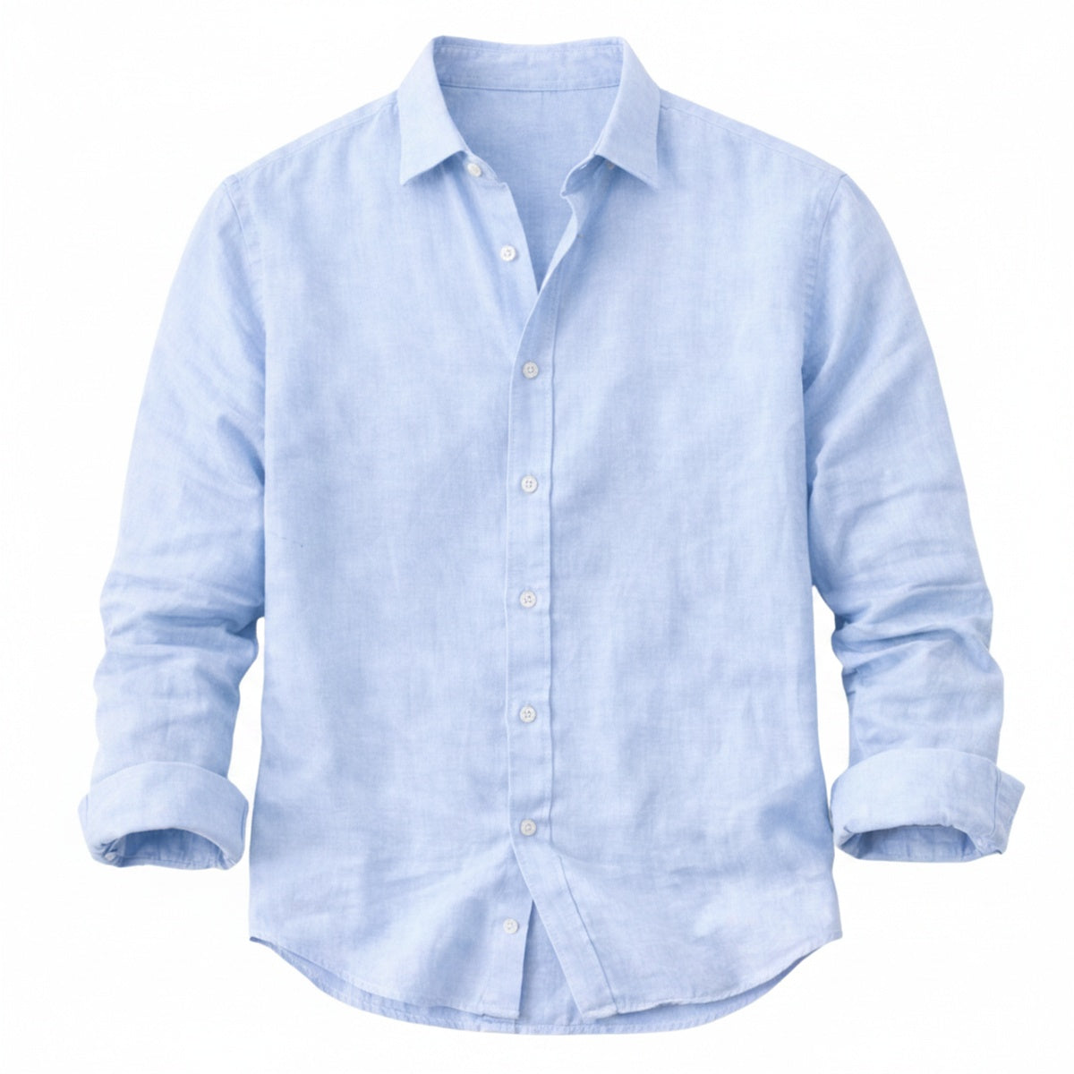 Men's Long Sleeve Shirt with Spread Collar and Button-Up Closure