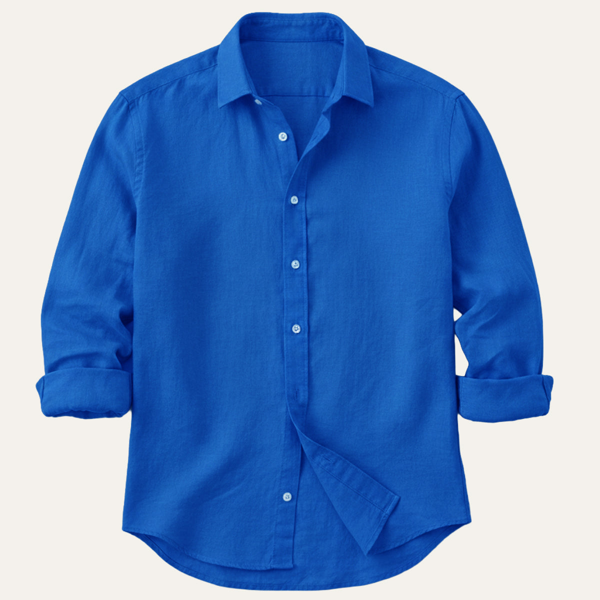 Men's Long Sleeve Shirt with Spread Collar and Button-Up Closure