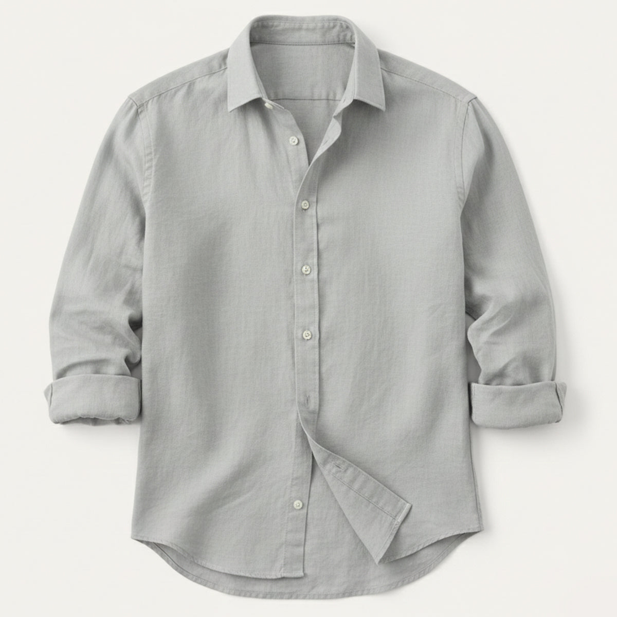 Men's Long Sleeve Shirt with Spread Collar and Button-Up Closure